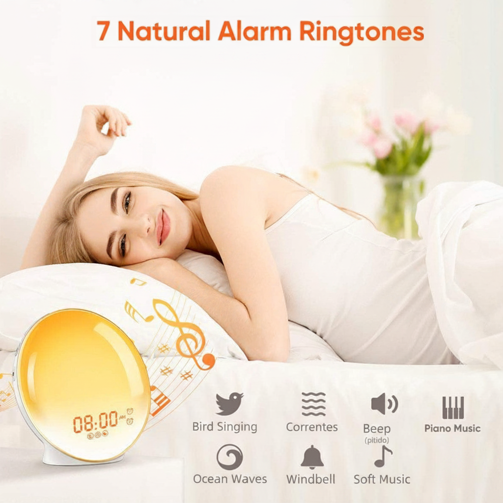 LED Sunrise Alarm Clock with Colorful Ambient Light